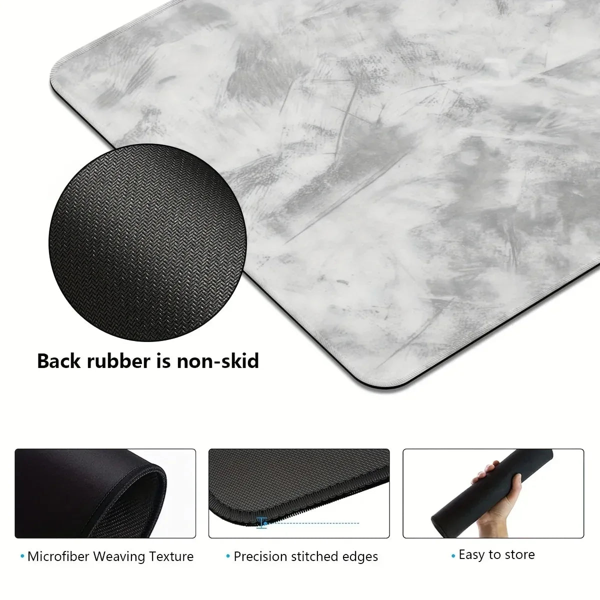 Sleek Grey - Toned Desk Mat: Non - Slip PC Accessory for Gaming & Office, Large - sized with a Minimalist Design
