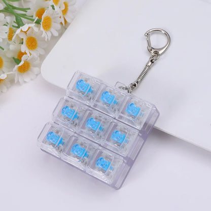 LED 9 Keys Keycap Keychains for Women Men Luminous Stress Relief Finger Pendants Fidget Keyboard Backpack Key Button Keyrings