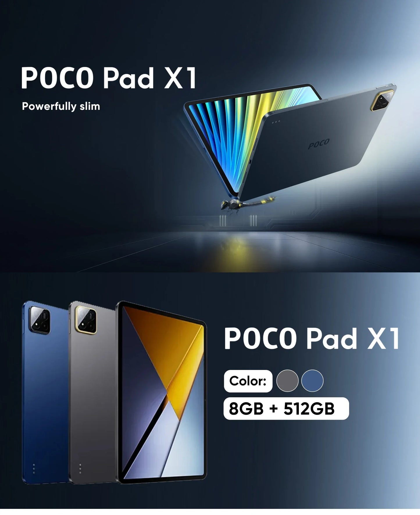 Global Version POCO Pad X1 Tablets Snapdragon 7+ Gen 3 11.2'' 144Hz Display 13MP 8850mAh 45W Turbo Charging 8GB 512GB Wi-Fi