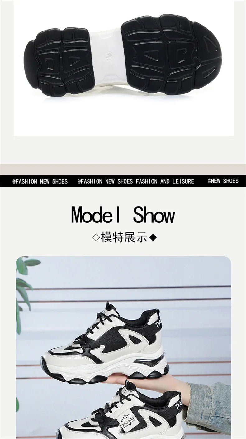 Spring Height Increasing Round toe Versatile Women Platform Causal Shoes Fashion Breathable Sport Designer Sneaker