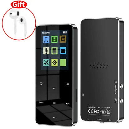 2.0 Inch Metal Touch MP3 MP4 Music Player Bluetooth 5.0 Supports Card, with FM Alarm Clock Pedometer e-Book Built-in Speaker