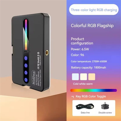 FANGTUOSI NEW RGB Video Light With Display Screen Mini Fill Camera Light Selfie Lighting Rechargeable Dimmable Hot shoe mouth