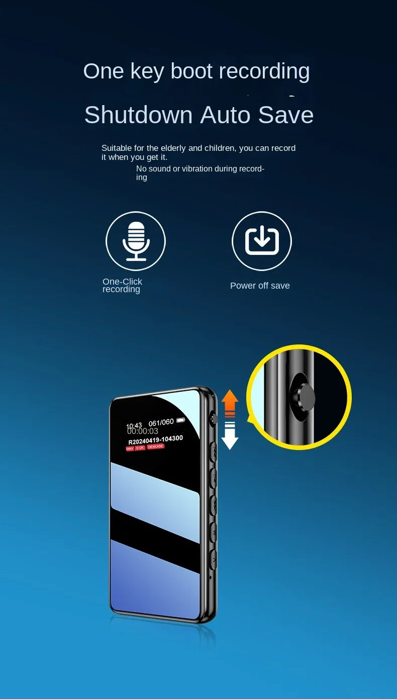 64GB Line-In Acitvated Voice Recorder HD Noise Reduce Support APP Tuning Equipment Phone Call Sound Audio Record 32GB MP3 Player