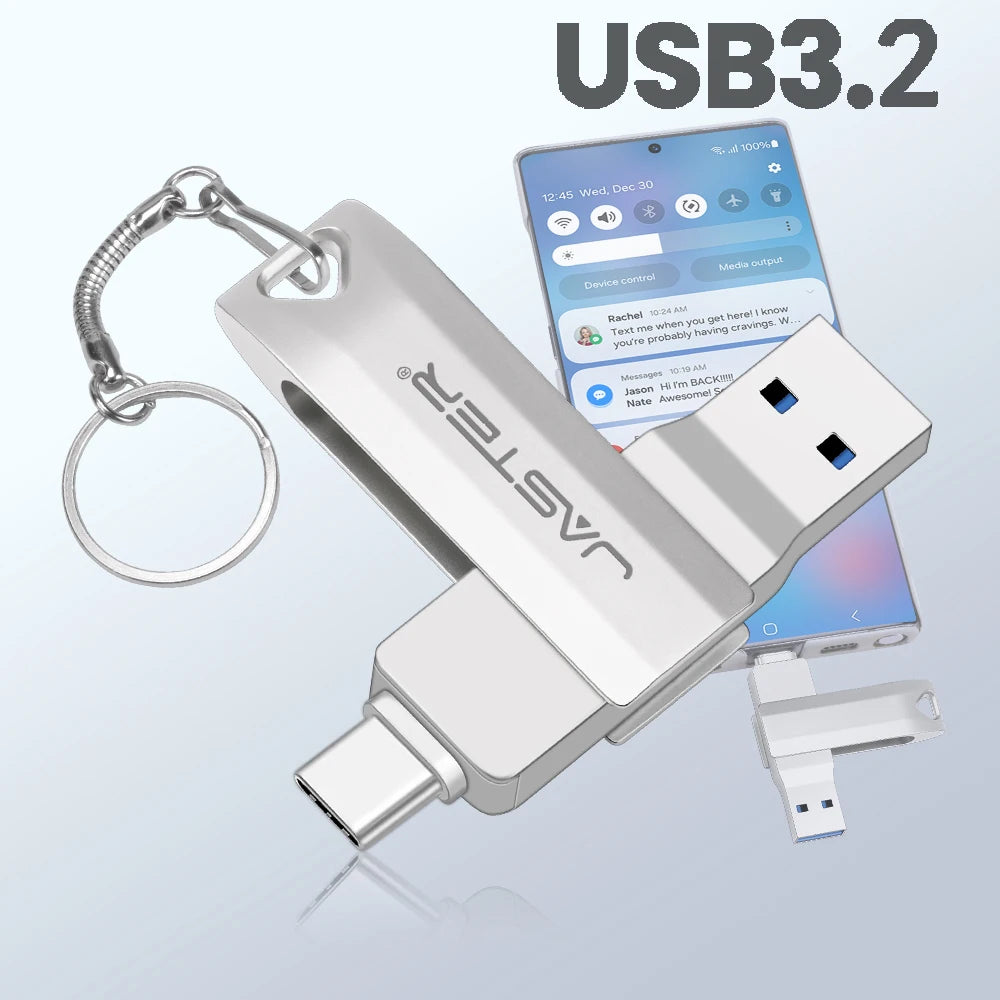 High speed TYPE C USB 3.2 Pen drive 256GB OTG 2 IN 1 Metal USB flash drive 128GB Pendrive 64GB USB flash drives Memory Disk