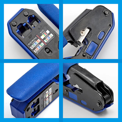RJ45 Crimping Tool Set, 8P6P Cat5 Cat5e Cat6 Ethernet Crimper Pliers with Wire Stripper Cutter for RJ11 RJ12 Modular Plugs