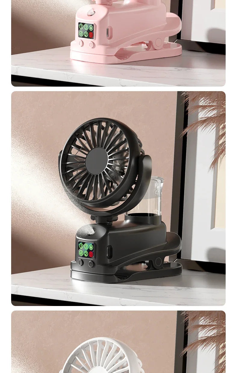 Refrigerating Clip Spray Fan USB Rechargeable Office Dormitory Outdoor Multi-Functional Desktop Clip Fan Moisturizing