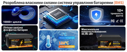 MFUZOP 12V100ah Portable Rechargeable LiFePO4 Battery Built in Smart BMS Deep Cycle 10000+ for RV Solar No VAT