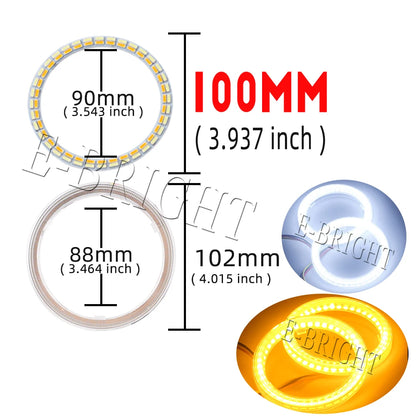 2PCS 24V 12V Angel Eyes Halo Rings White Amber 4014LED Cars Headlight DRL Driving Light 60 70 80MM 90MM 95MM 100MM 110MM 120MM