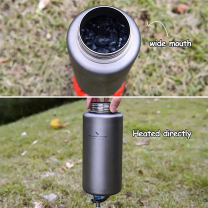 Boundless Voyage Sports Bottle 1000ml, Titanium Water Bottle Wide Mouth, Camping Hiking Cycling Drinkware, Tea Coffee Canteen