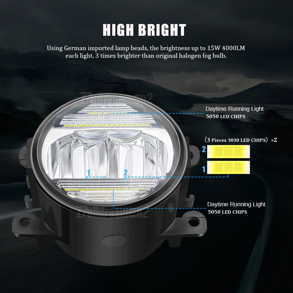 2IN1 Car Canbus LED Fog Light Accessories with Daytime Running Lamp DRL H11 For Citroen Jumper Jumpy 290 295 2015-2024
