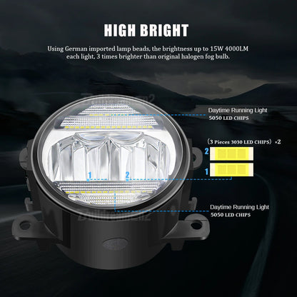 2IN1 Car Canbus LED Fog Light Accessories with Daytime Running Lamp DRL H11 For Citroen Jumper Jumpy 290 295 2015-2024