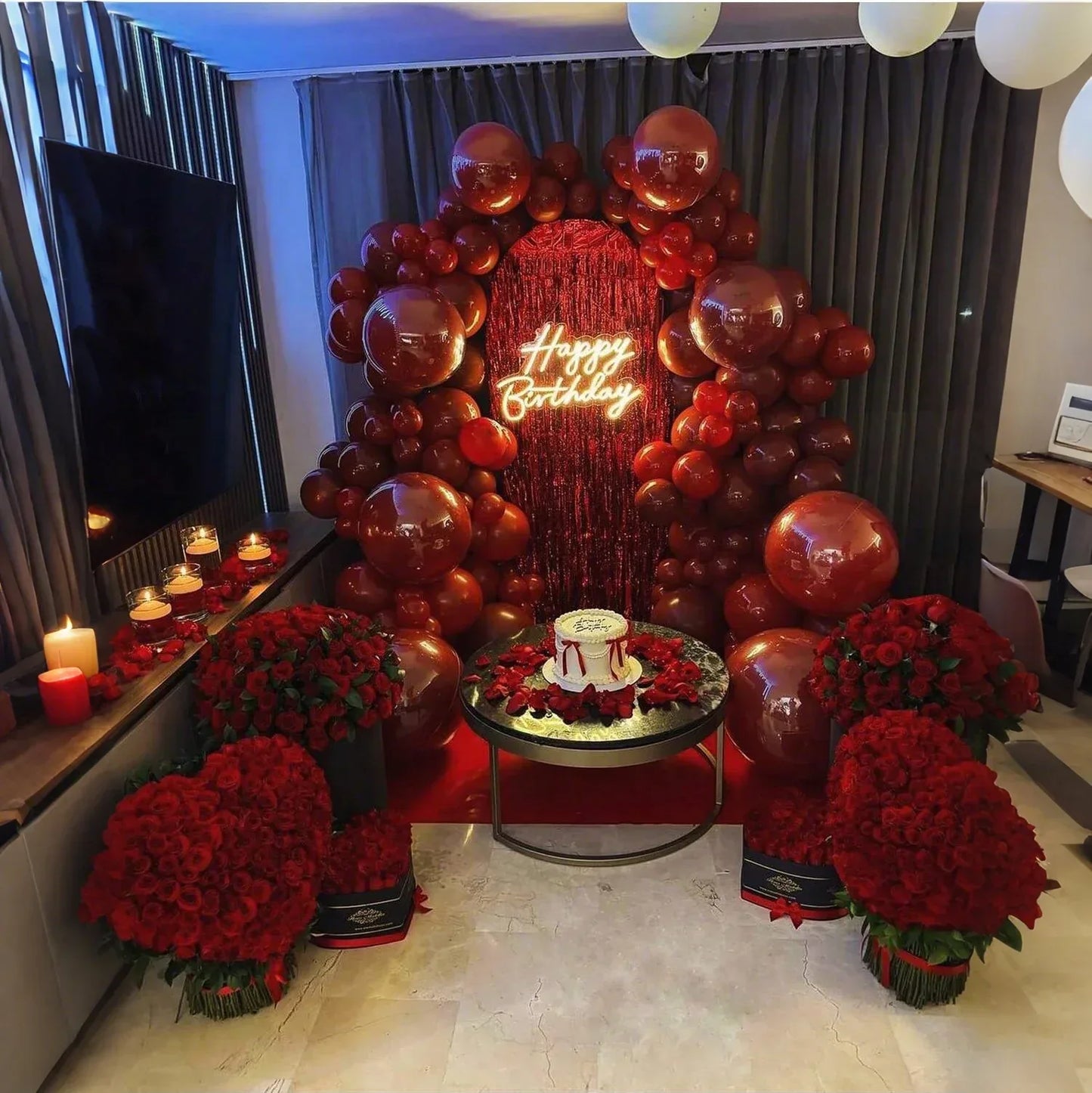 104 Pieces Ruby Red Balloon Red Garland Arch Set with Different Sizes, Suitable for Birthday, Wedding, Valentine's Day