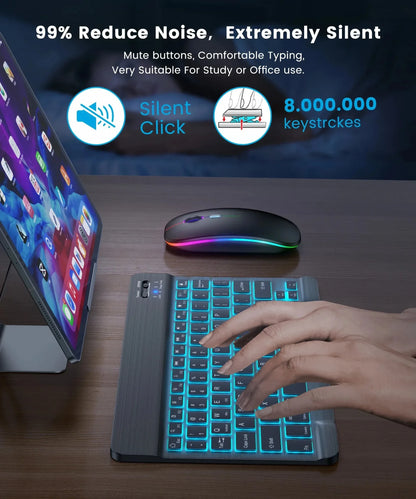 Mini Keyboard Wireless Bluetooth Keyboard 7 Color Backlit Rechargeable Keyboard Silent Keyboard For PC Android Windows iPad