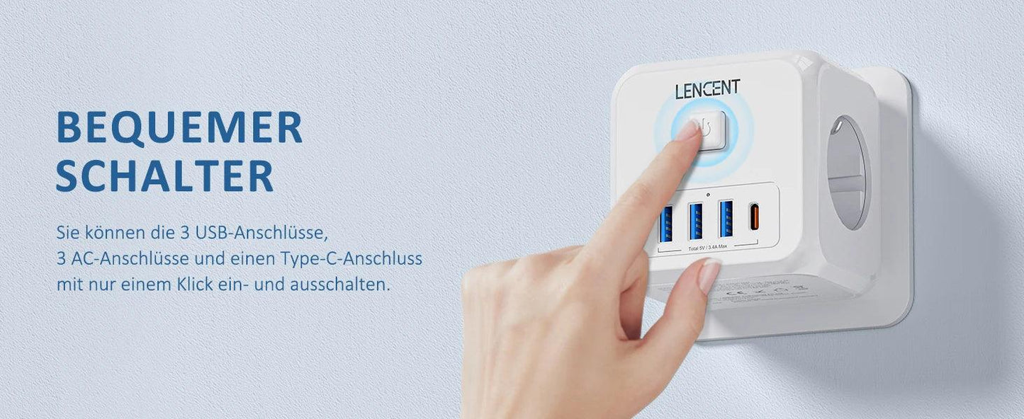 LENCENT USB Sockets dice Without Cable socket EU Socket Adapter Multiple socket EU Outlet Extender
