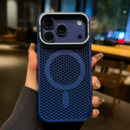 Camera mount mesh cooling case for iPhone 17 Pro Max 15 17 Pro 14 13 12 16 Pro Max For Magsafe wireless charging Shockproof cove