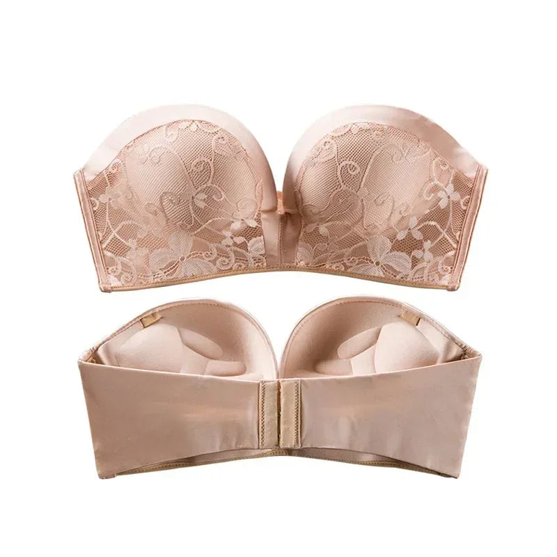 2024 New Sexy Lingerie Set for Women Strapless Push Up Bra Seamless Invisible Underwear Backless Wedding Dress LaceNo Show Panti