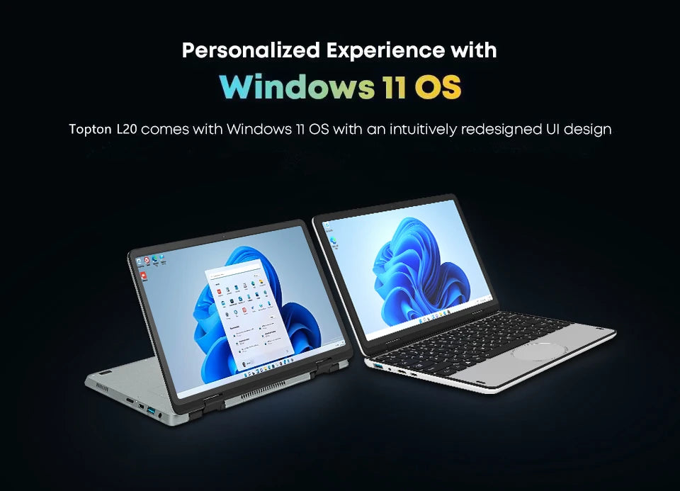 Topton L20 360° YOGA Intel N100 Laptop 10.95 inch IPS Touch Book Max 32G DDR4 2T SSD Portable Office Notebook Mini PC Tablet
