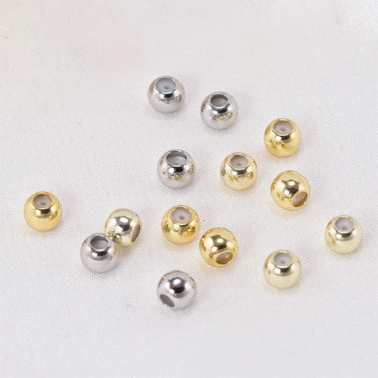 Brass Round Slider Stopper Beads for Bracelet Silicone Inside Positioning Spacer Adjust DIY Crafts Jewelry Making Findings