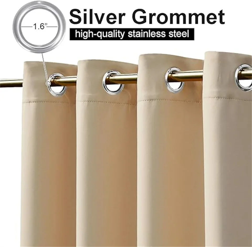 Custom Blackout Curtain Outdoor Waterproof Windproof Curtains Top Bottom Grommets Curtain for Balcony/Garden/Patio/Porch/Pool