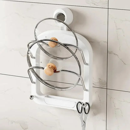 Kitchen Organizer Rack Wall Hanging Pot Cover Rack Multilayer Pot Lid Metal Multifunctional Rack Pot Lid Storage Rack