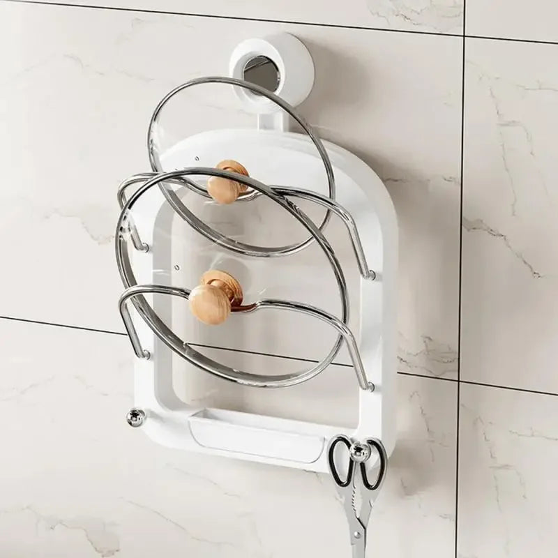 Kitchen Organizer Rack Wall Hanging Pot Cover Rack Multilayer Pot Lid Metal Multifunctional Rack Pot Lid Storage Rack