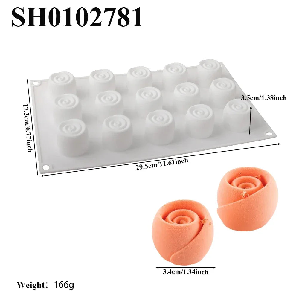 French Mousse Cake Molds Valentine's Day Pastry Baking Tools Rose Bud Design Silicone Cake Moulds Food Grade Kitchen Bakeware