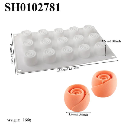French Mousse Cake Molds Valentine's Day Pastry Baking Tools Rose Bud Design Silicone Cake Moulds Food Grade Kitchen Bakeware