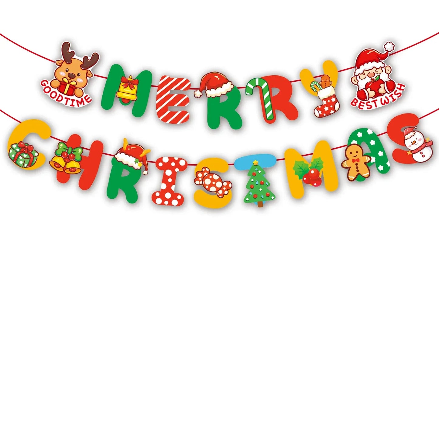 Christmas Banner Tree Ornaments Merry Decoration for Home 2025 Santa Claus Pendant Xmas Gifts New Year 2026 Flag Party Pulling