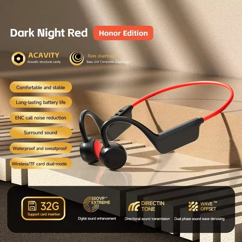 Bone Conduction Headset Wireless Swimming Sports Headphone IPX8 Bluetooth 5.4 With Mic Waterproof Exercise Fitness