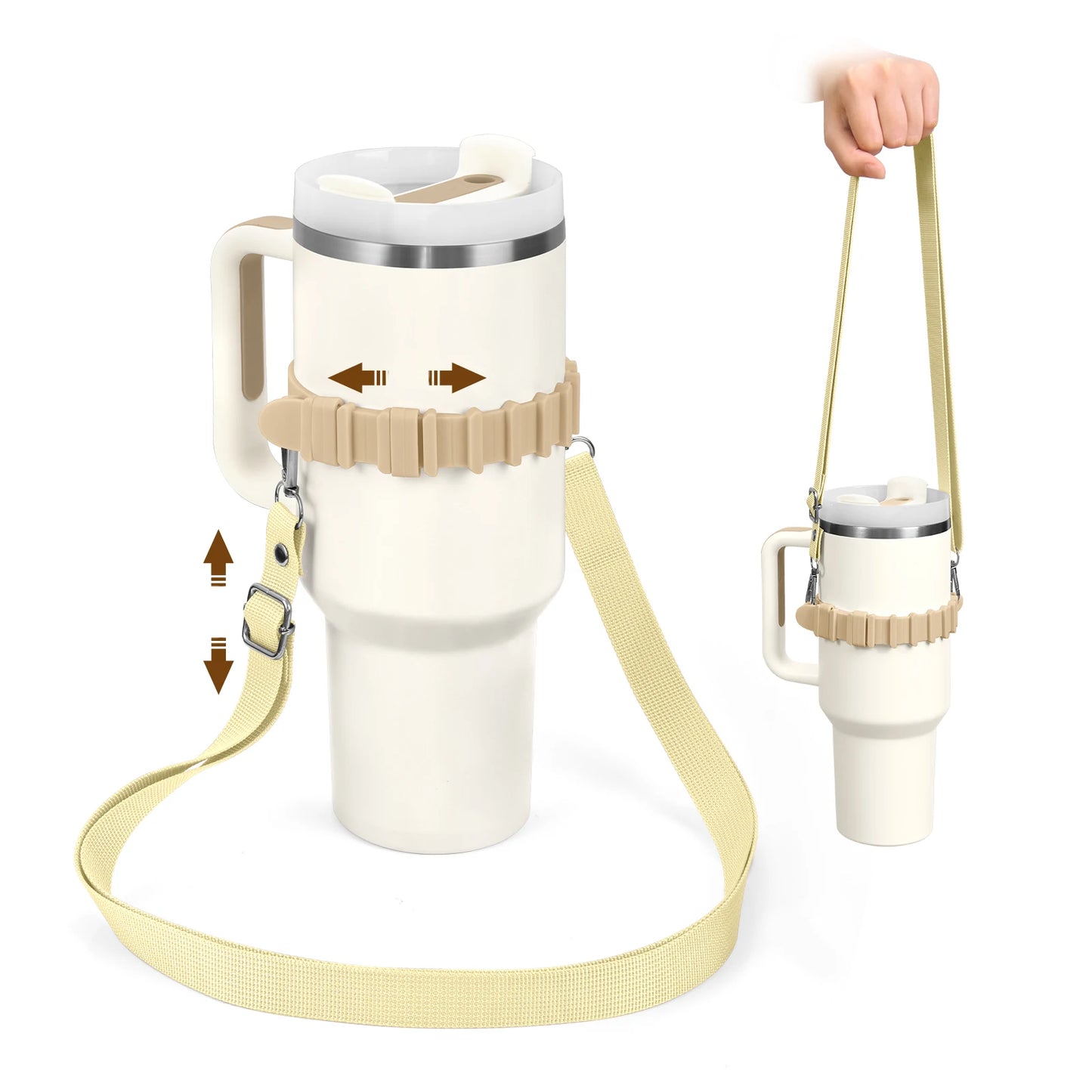 Eary Silicone Portable Water Bottle Carry Strap Handle Adjustable Water Bottle Sling Carrier With Strap Universal Cup Accessory