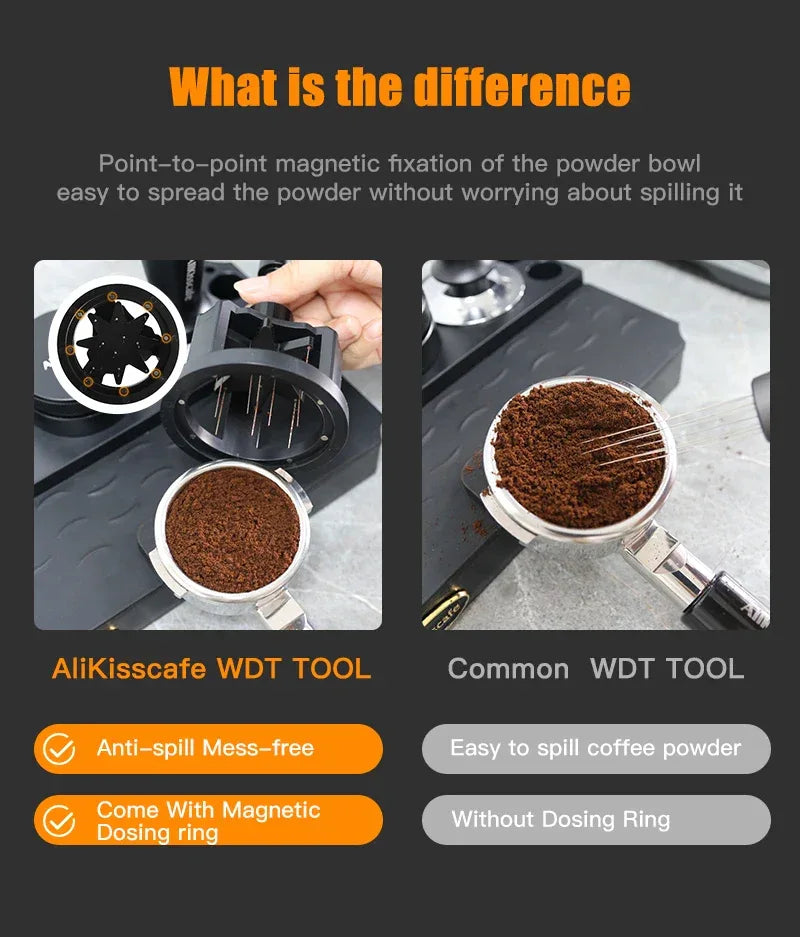ALIKISSCAFE WDT Tools Rotary 51mm 54mm 58mm Espresso Stirrer Needle Distributor Magnetic Coffee Maker Accessories Barista Tools