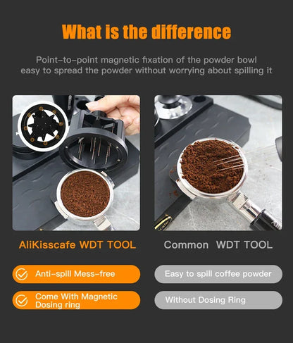 ALIKISSCAFE WDT Tools Rotary 51mm 54mm 58mm Espresso Stirrer Needle Distributor Magnetic Coffee Maker Accessories Barista Tools