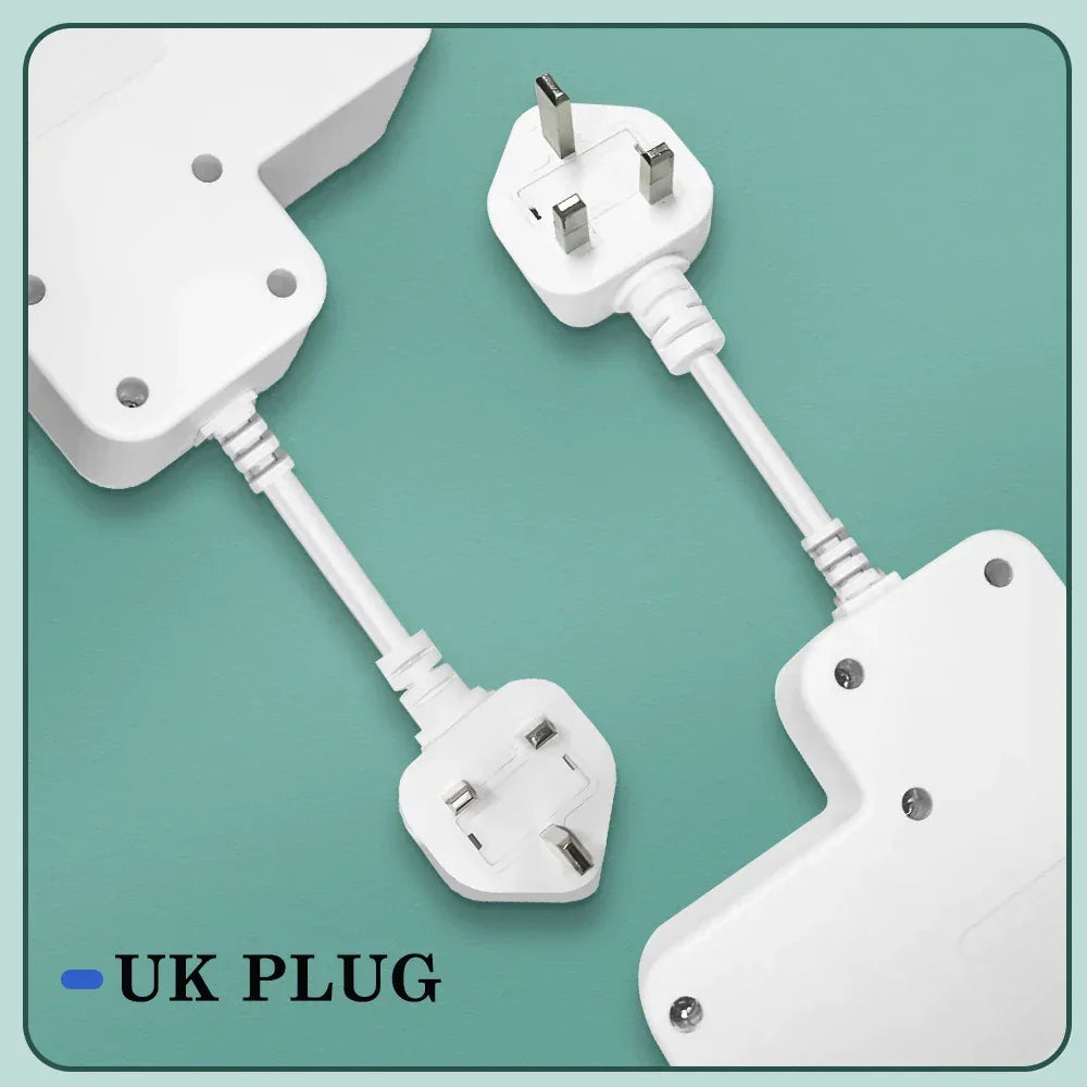 UK Plug AC Power Strip Wall Mounted Independent Switch Socket European Standard Plug With USB C Ports Charging Network Filter