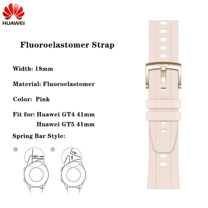 Original 18mm Watch Strap for Huawei GT6 GT5 41mm Leather Strap GT4 41mm FKM Sport Band for GT5pro 42mm Women Calf Leather Band