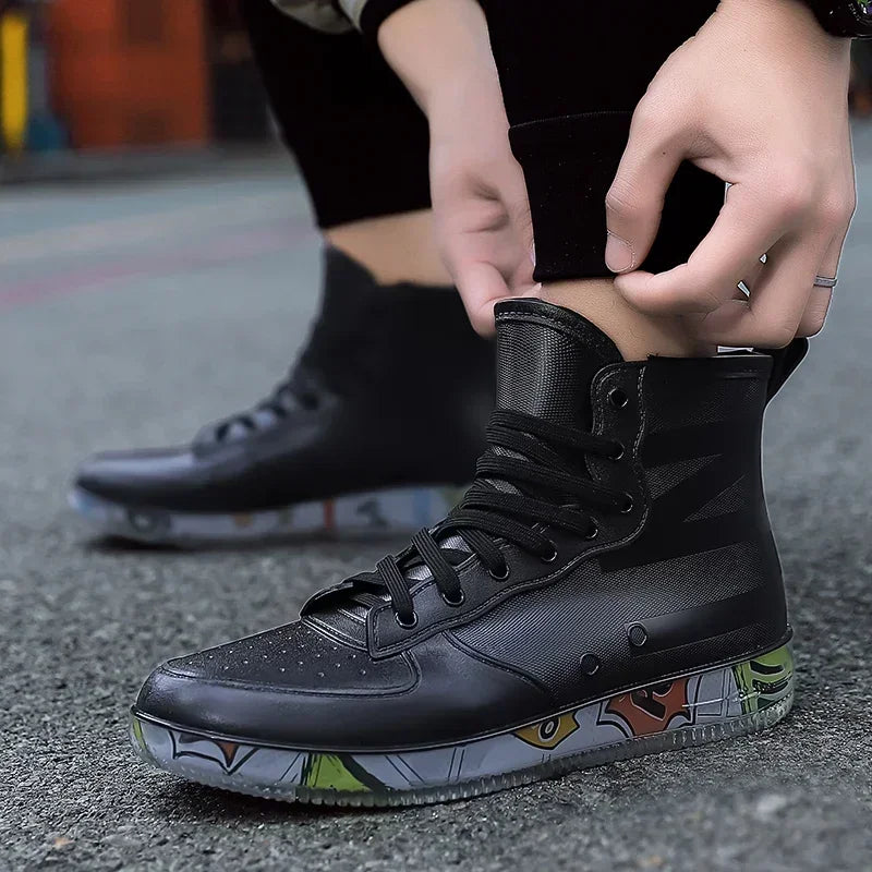 Men Rain Boots Fashion Trendy Nude Boots Anti-skid Work Chef Shoes Durable Waterproof Rubber Fishing Shoes Male Sneakers 2023New