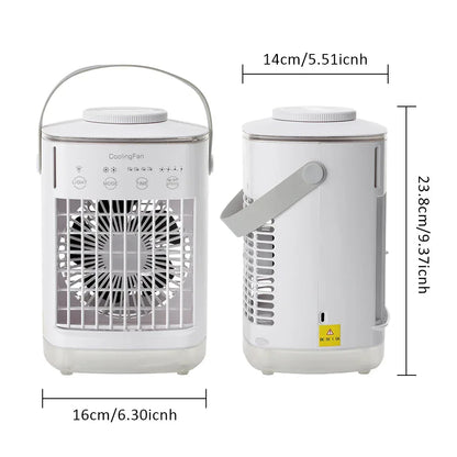 3 In 1 Portable Cooling Fan Desktop Humidifier 4 Gears Air Conditioners With Night Light Water Mist For Home Office Use