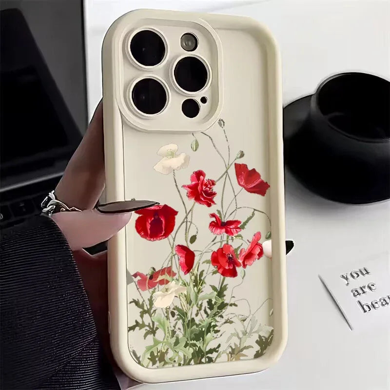 Vintage Flower Phone Case for Samsung A54 5g Case S23 A34 A53 5g A14 A13 A32 A23 A33 A52 S21 FE S22 S23 S24 Ultra Cover
