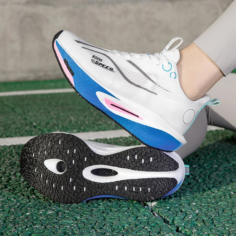 Unisex Carbon Board Running Shoes Professional Marathon Lightweight Bouncing Pad Breathable Ladies Stable Support Sports Shoes