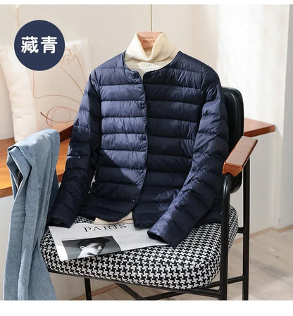 Light Down Coat Spring Autumn Warm Women White Duck Down Slim Jackets Female Fashion Ultra Lightweight Packable Puffer Coats