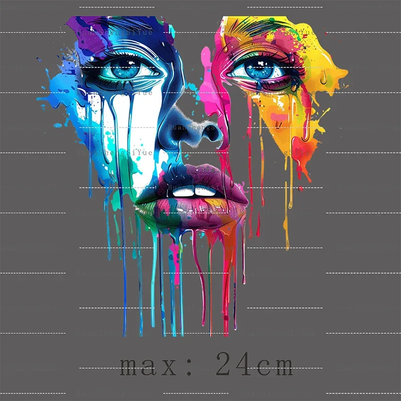 Color Fluid Painting Ironing Sticker Clothes DTF Fashion T-shirt Hoodie DIY Jacket Patch Hot Paste Paper