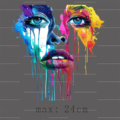 Color Fluid Painting Ironing Sticker Clothes DTF Fashion T-shirt Hoodie DIY Jacket Patch Hot Paste Paper