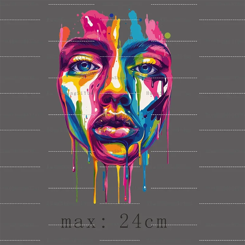 Color Fluid Painting Ironing Sticker Clothes DTF Fashion T-shirt Hoodie DIY Jacket Patch Hot Paste Paper