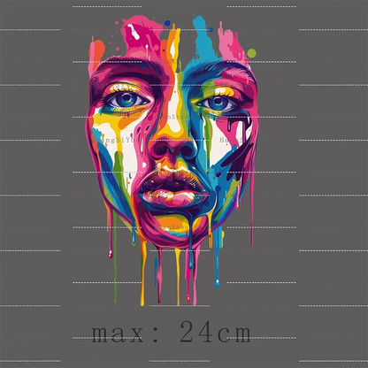Color Fluid Painting Ironing Sticker Clothes DTF Fashion T-shirt Hoodie DIY Jacket Patch Hot Paste Paper