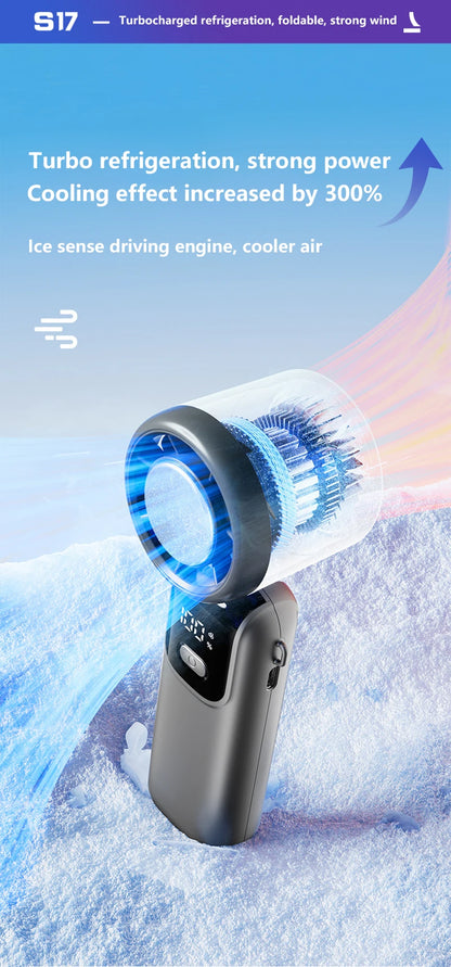 Midea Ice Compress Handheld Fan Portable Outdoor Usb Digital Display Folding Refrigeration High Speed Violent Turbine Small Fan