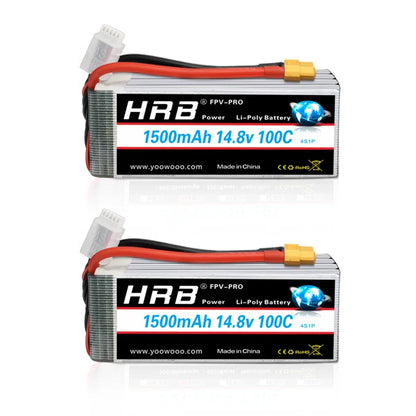 HRB 14.8V 1500mah Lipo 4S 100C RC Battery with XT60 Connector for RC Airplane fpv drones rc car truck tack RC Boat