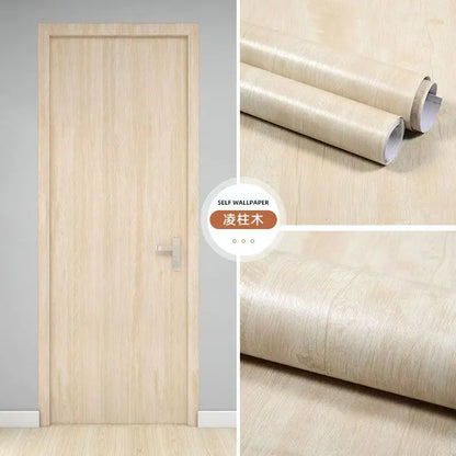PVC Waterproof Self Adhesive Wallpaper Wall in Rolls Furniture Cabinets Vinyl Decorative Film Wood Grain Stickers For Home Decor