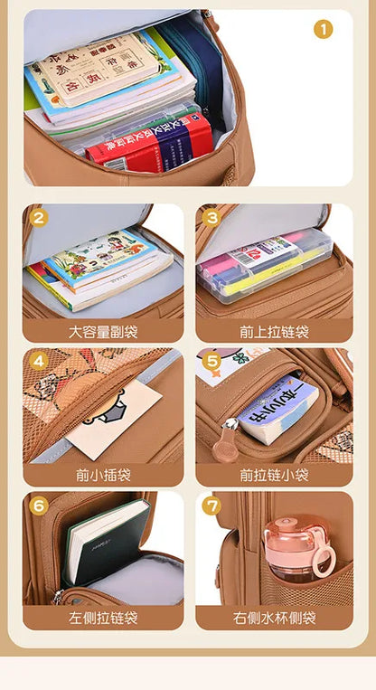 Children Cartoon School Backpack with Wheels Students Bags for Girls Boys Trolley Bag Cute Schoolbag Rolling Wheeled Backpacks