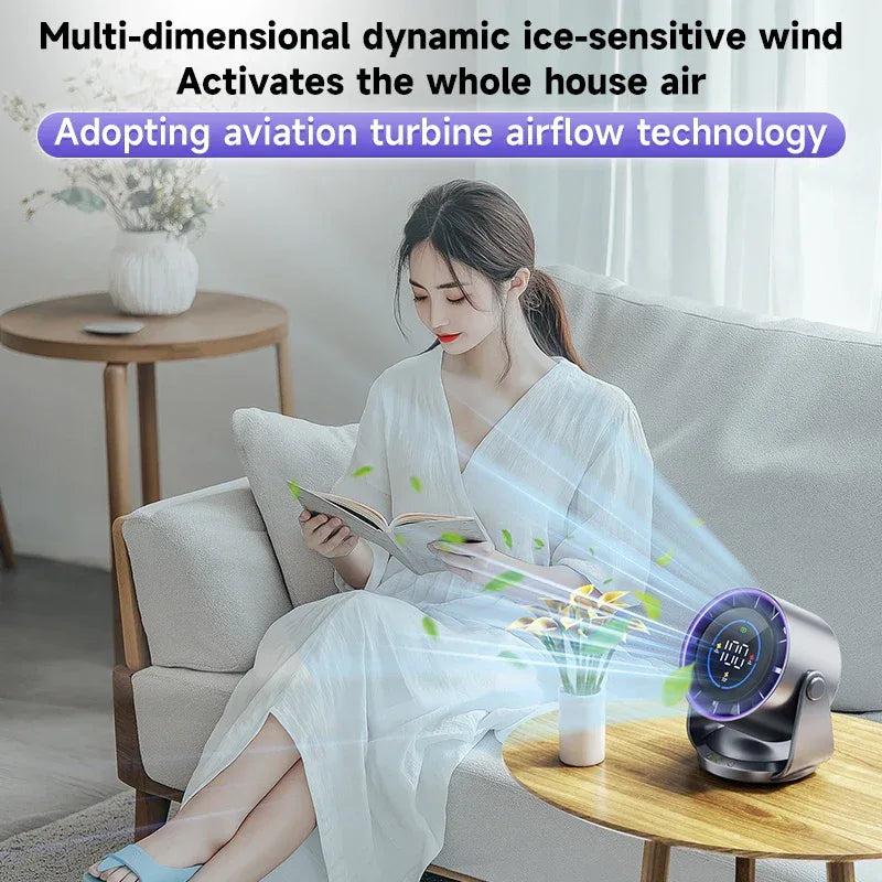 Rechargeable Portable Desktop Fan Digital Multi-Speed Cooling Fan for Indoor Outdoor Home Office Use