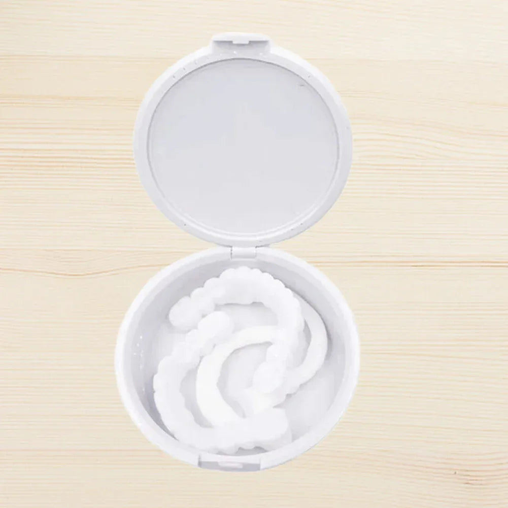 2 Pairs Smile Whitening Teeth Snap On Silicone Cosmetic Denture Upper and Lower Fake Tooth Cover Perfect Fit Teeth Beauty Tool