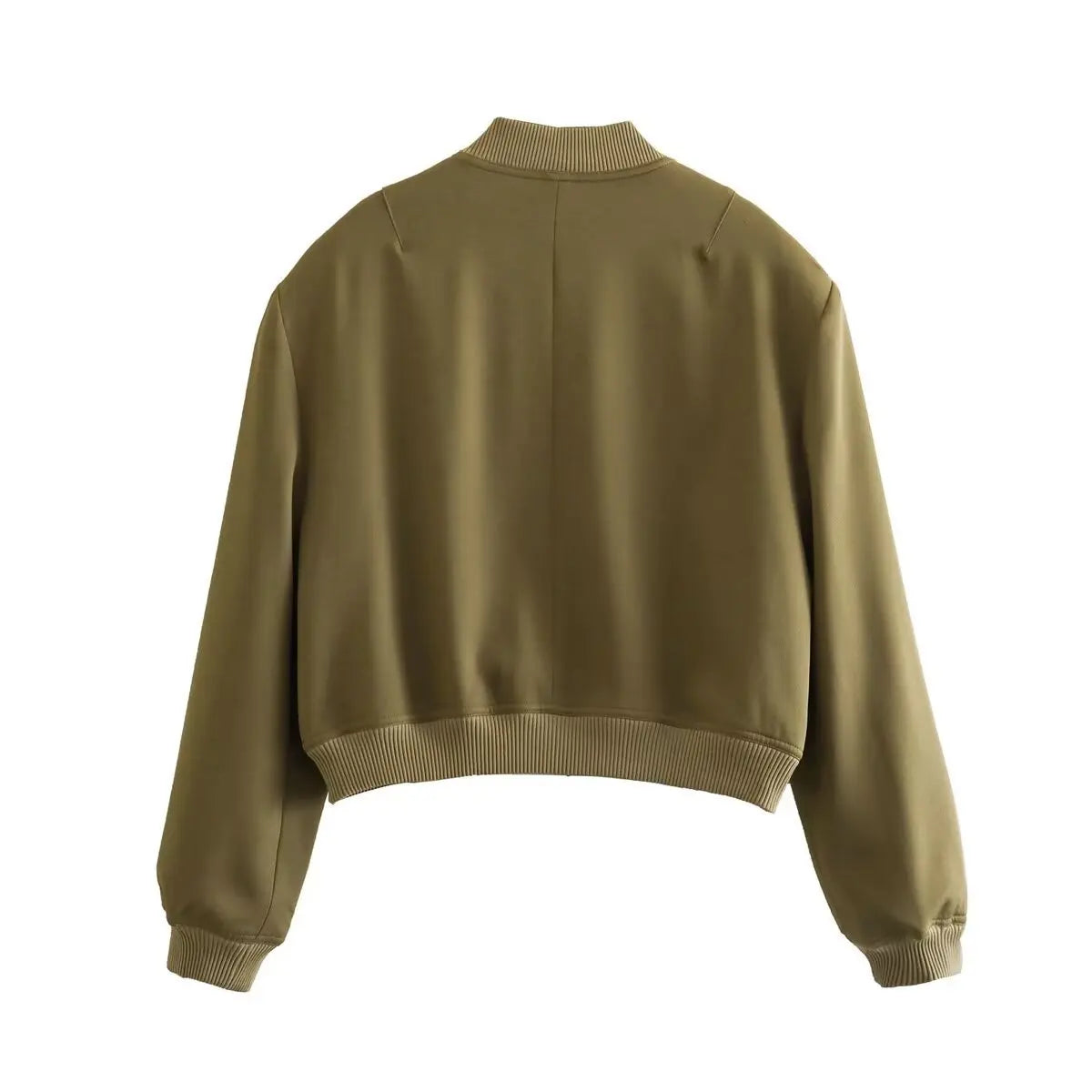 EDSA Woman Bomber Jacket White Autumn Winter Button Cropped Jackets for Women Fashion Long Sleeve Crop Outerwear